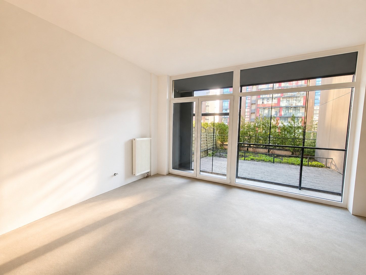 Room beside the panoramic glazing — Pūces birzs apartment, Purvciems, Riga