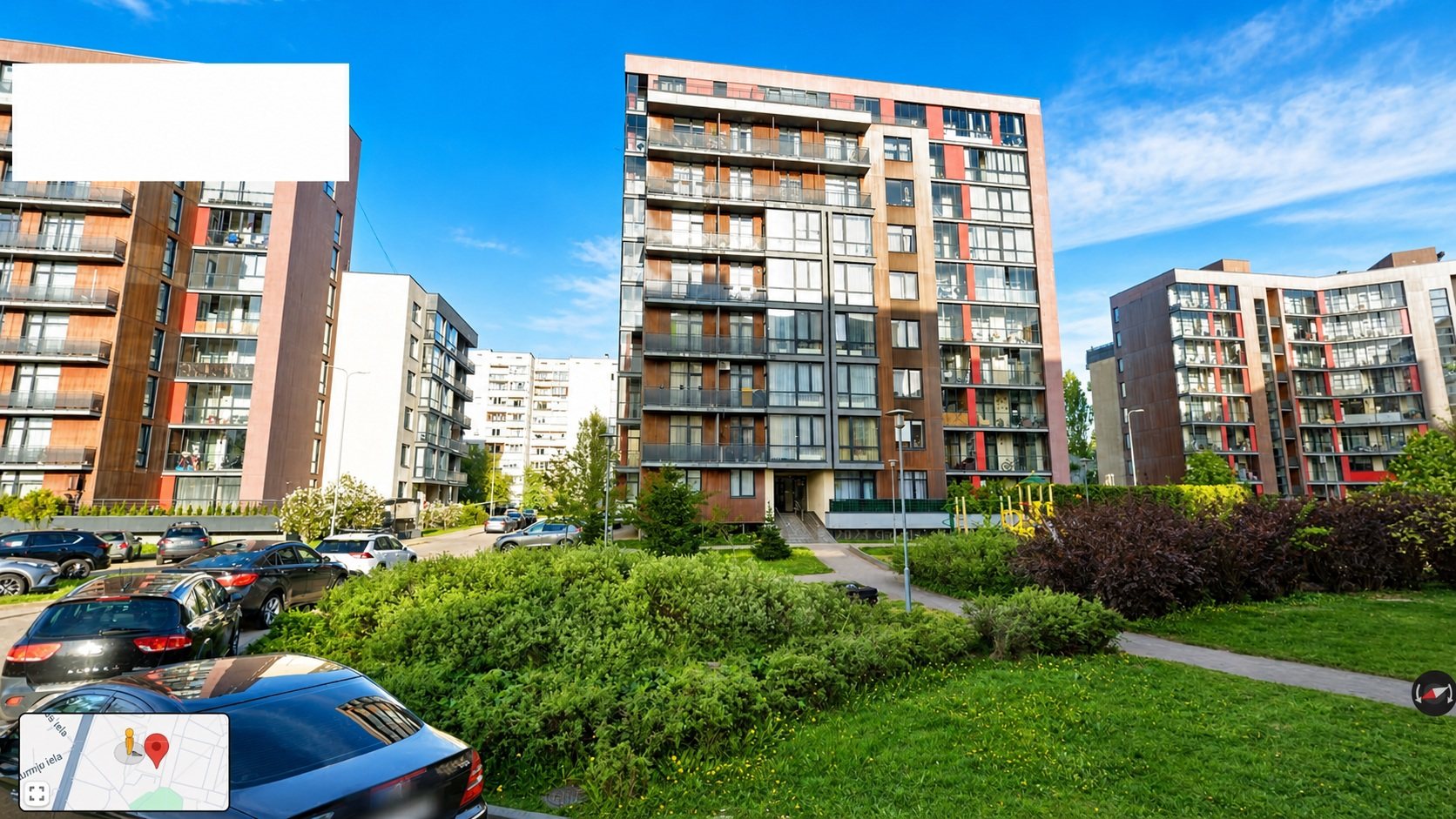 Landscaped courtyard — Pūces birzs apartment, Purvciems, Riga